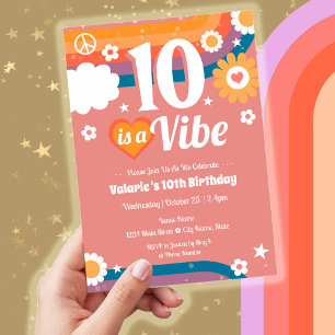 Invitation Retro Vibe 10e anniversaire