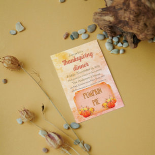 Invitation Retro Vieux Citrouille Pie Rustique Thanksgiving D
