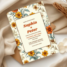 Retro Vintage Floral les années 70 Mariage élégant