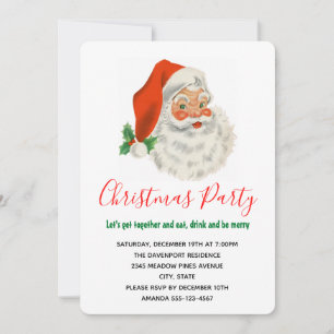 Invitation Retro Vintage Joyeux Père Noël Noël