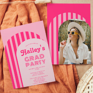 Invitation Retro vintage les années 70 neon rose arche photo