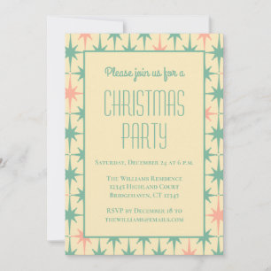 Invitation Retro Vintage Mid Century Moderne Étoiles Noël