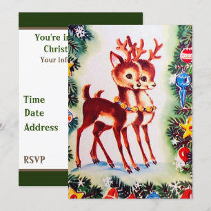 Invitation Retro vintage rennes de Noël ajouter des informati