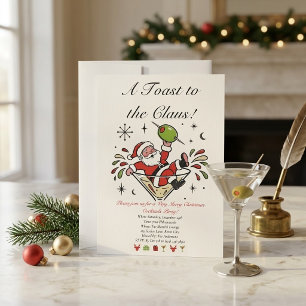 Invitation Retro Vintage Santa Martini Noël Cocktail