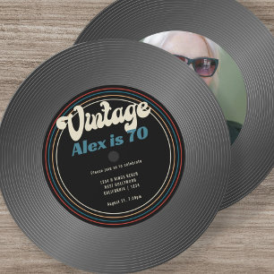 Invitation Retro Vintage Vinyl Record Photo Anniversaire