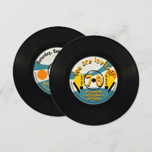 Invitation Retro Vinyl Record 70e Anniversaire Fête Round Inv