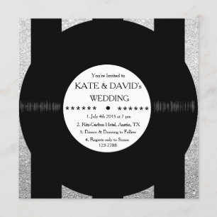 Invitation Retro Vinyl Record Chic Silver Wedding Invite