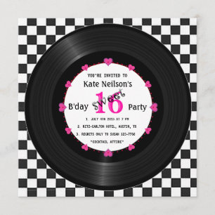 Invitation Rétro Vinyl Record l Modern Sweet 16 B'day