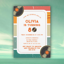 Invitation Retro Vinyl Super Adulte 50ème 60ème 70ème Anniver