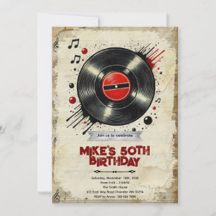 Invitation rétro vinyle pour une fête d'anniversai