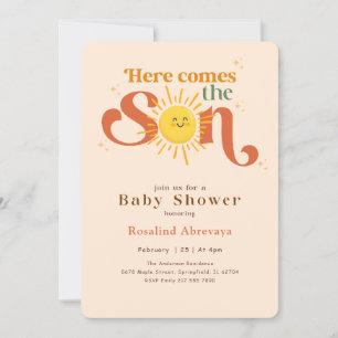 Invitation Retro Voici venir le petit bébé Shower