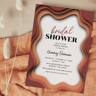 Invitation Retro Wave Orange Brûlé Fête de Mariage