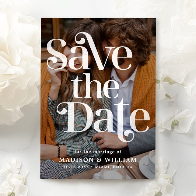 Invitation Retro Wedding Enregistrer La Date QR Code Photo (Créateur téléchargé)