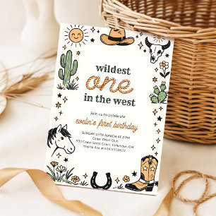 Invitation Rétro Western Cowboy le plus Sauvage 1er Anniversa