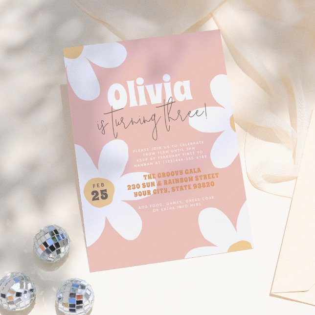 Invitation Retro Wild Daisy Boho Super Girl Anniversaire Fête (Créateur téléchargé)