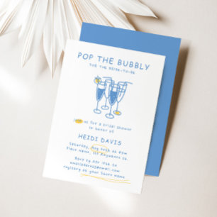 Invitation Retro Yellow & Blue Pop La Fête des mariées Bubly