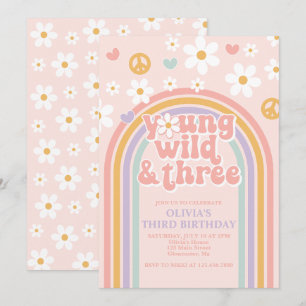Invitation Retro Young Wild et Trois Arc-en-ciel 3e anniversa