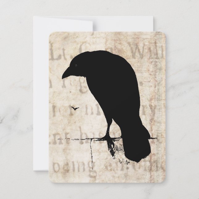 Invitation Rétros oiseaux de Goth Ravens de silhouette (Devant)