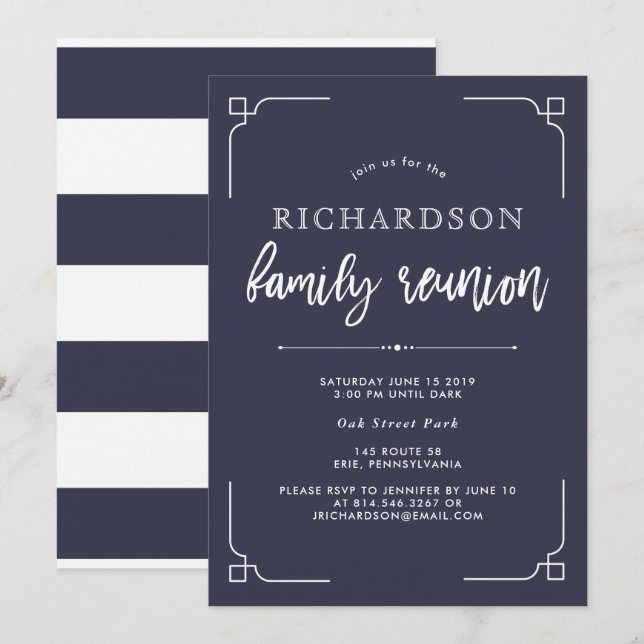 Invitation Retrouvailles de la famille bleue de la marine mod (Devant / Derrière)