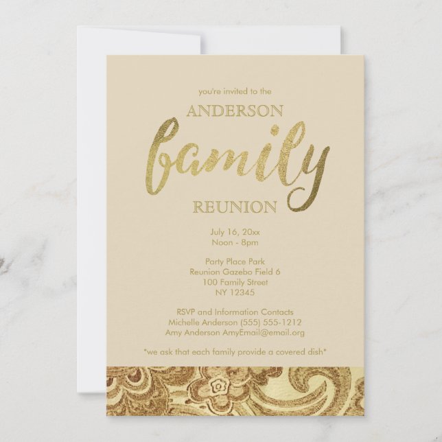 Invitation Retrouvailles élégantes de la famille Gold (Devant)