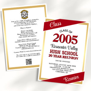 Invitation Réunion de classe de mascotte d'or rouge