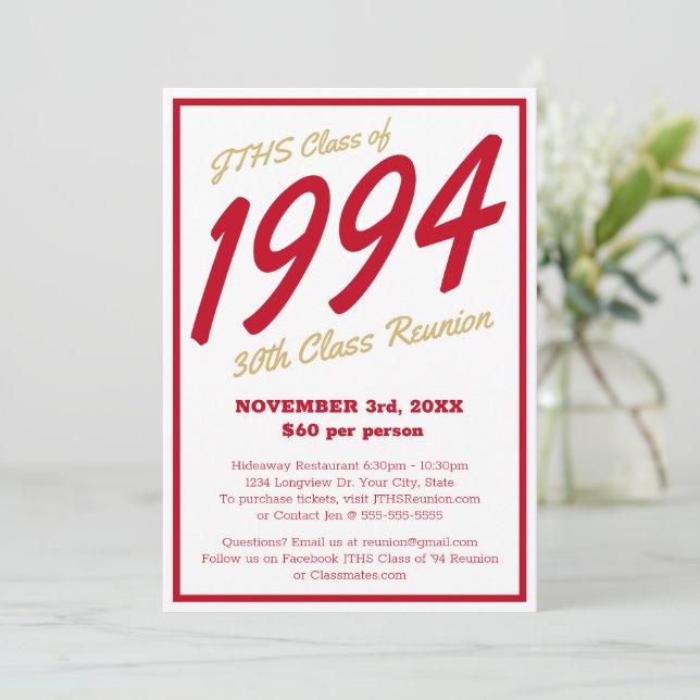 Invitation Reunion de classe secondaire simple personnalisée (Debout devant)