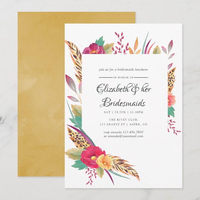Invitation Réunion de Demoiselles d'Honneur de Mariage Safari (Devant / Derrière)
