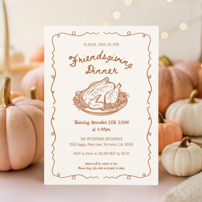 Invitation Réunion de dîner de Friendsgiving (Créateur téléchargé)
