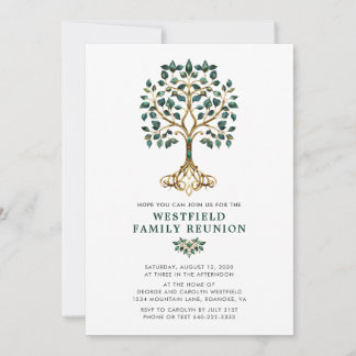 Invitation Réunion de famille Arbre de vie émeraude