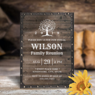 Invitation Réunion de famille Arbre généalogique rustique enc