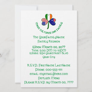 Invitation Réunion de famille australienne irlandaise américa