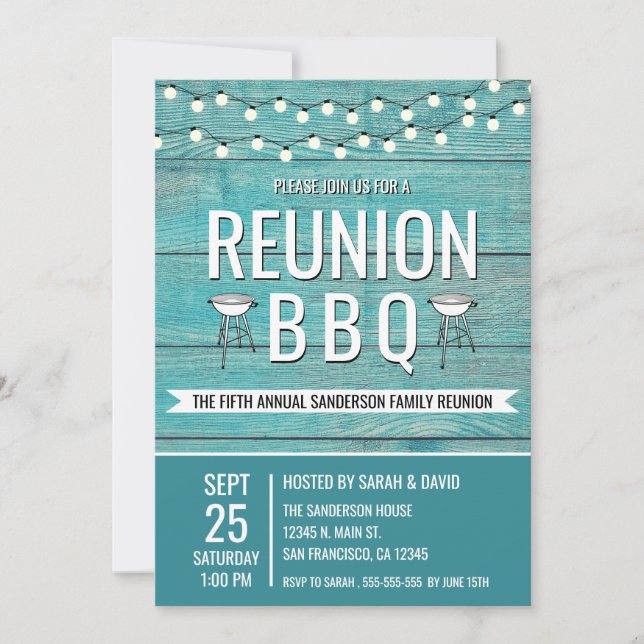 Invitation Réunion de famille Barbecue annuel Barbecue Rustiq (Devant)