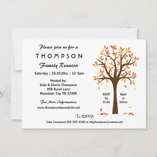 Invitation Réunion de famille d'automne, fête ou événement (Devant)
