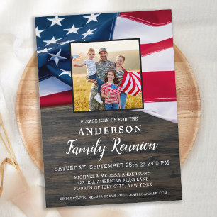 Invitation Réunion de famille Drapeau américain Photo Fête pa