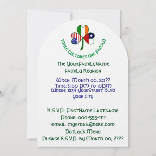 Invitation Réunion de famille du trèfle irlandais chilien aux