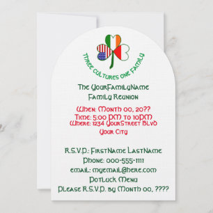 Invitation Réunion de famille du trèfle irlandais polonais de