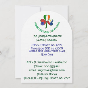 Invitation Réunion de famille Filipino Irlandais USA Shamrock