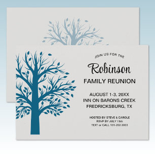 Invitation Réunion de famille minimaliste moderne Arbre bleu