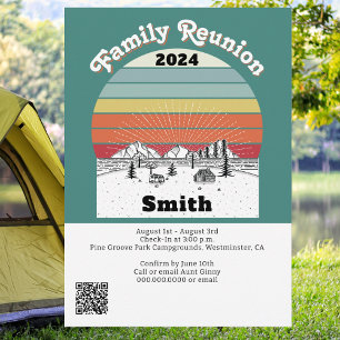 Invitation Réunion de famille Monogramme Camping Rétro Couche