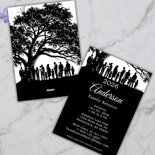 Invitation Réunion de famille noir et blanc Arbre moderne sim