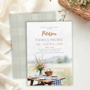 Invitation Réunion de famille Pique-nique d'été Élégante aqua