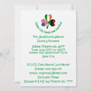 Invitation Réunion de famille trèfle américano-irlandais afri