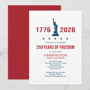 Invitation Réunion de famille USA 250 1776 2026 Patriotique
