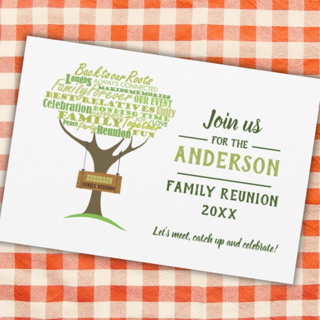 Invitation Réunion de famille verte Enregistrer la date Invit (Green Family Reunion Invitation)