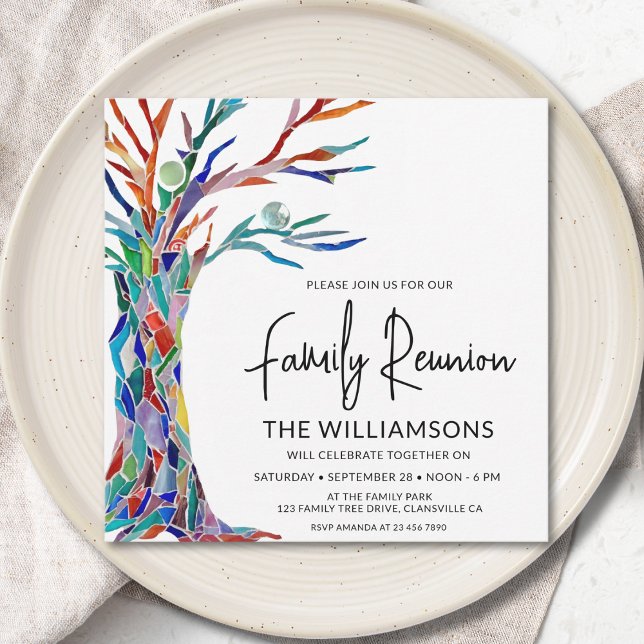 Invitation Réunion de la famille des arbres colorés (Créateur téléchargé)