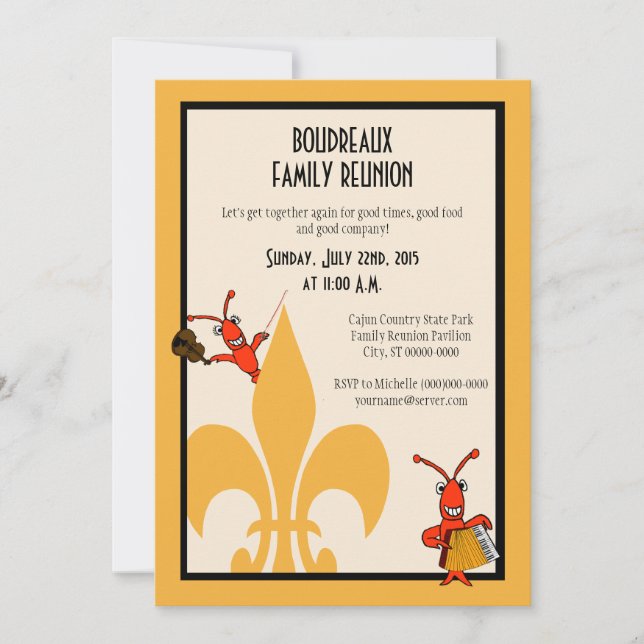 Invitation Réunion de la famille des langoustes de Cajun (Devant)