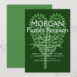Invitation Réunion de la famille Green Heart Tree