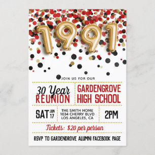 Invitation Réunion de l'école secondaire en 1991