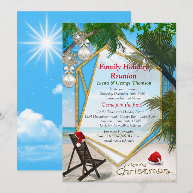 Invitation Réunion de Noël en famille (Devant / Derrière)