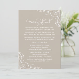 Invitation Réunion de répétition de mariage Taupe Flourish